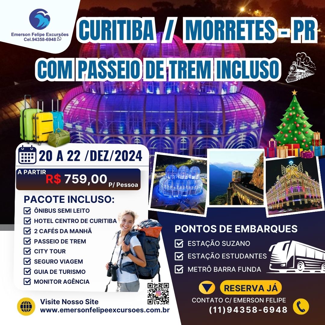 CURITIBA - MORRETES – PR DE 20 a 22/DEZ/2024